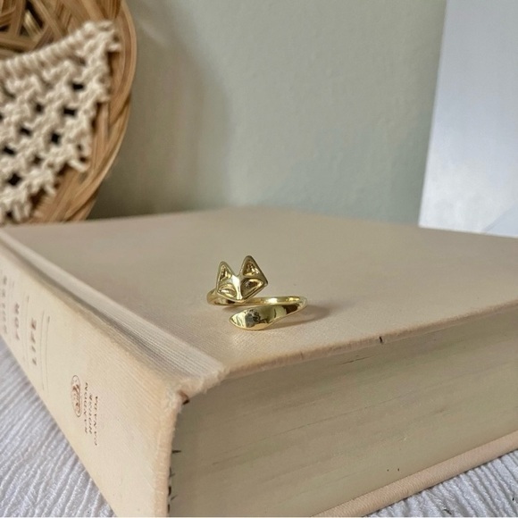 Fox Gold Wrap Ring Band Minimal Animal Femme Classic Jewelry - Picture 3 of 12